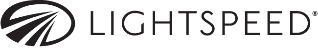 A black and white logo for a company called lightspeed.
