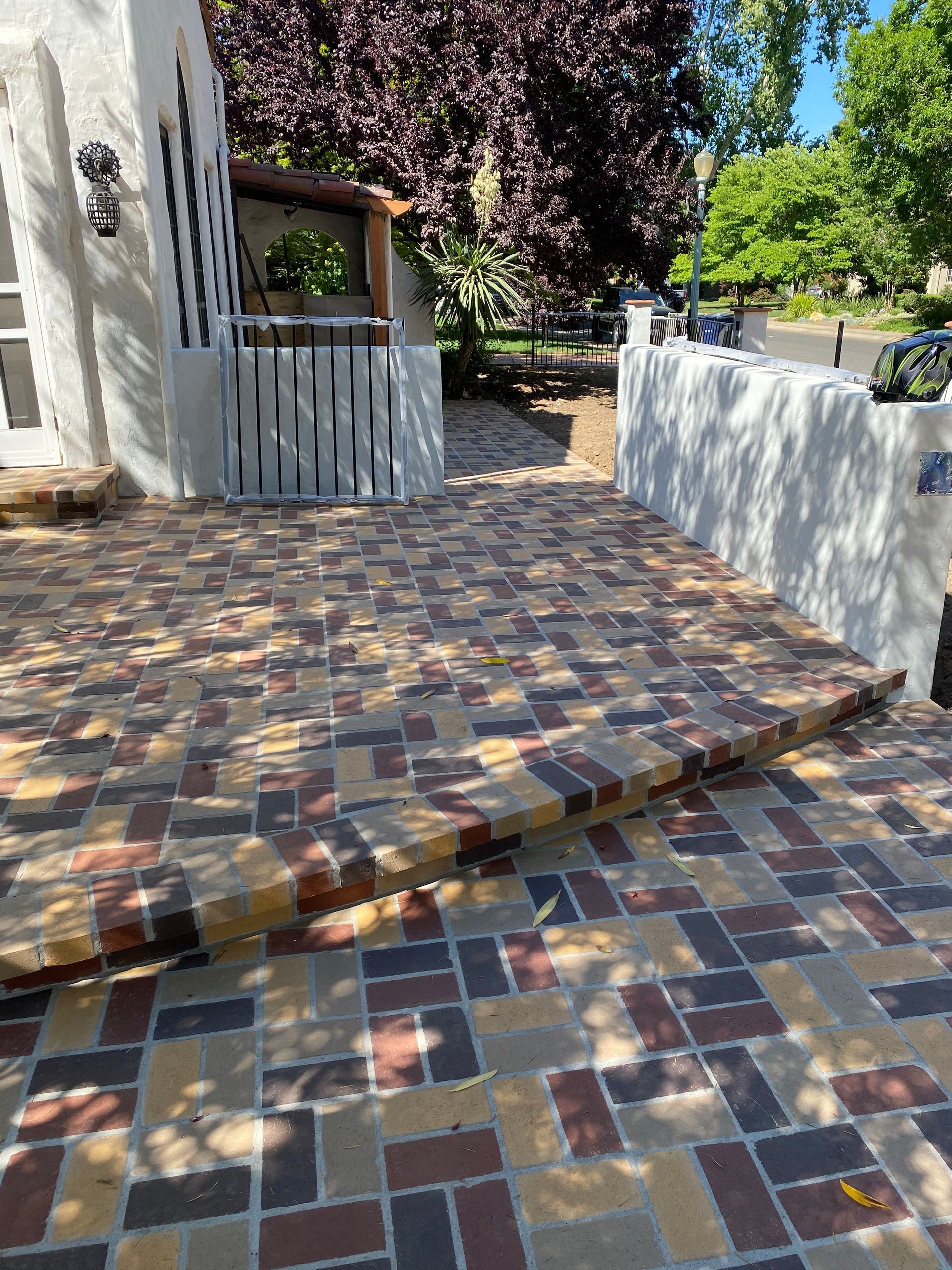 Polished paver walkway designed by Turfworks, Inc., Vacaville’s leading paver contractor