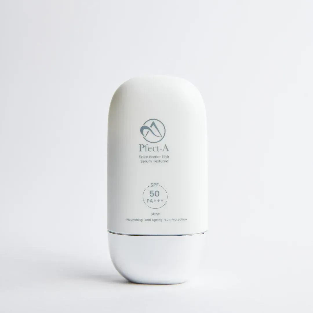 Pfect-A Solar Elixir Sunscreem Serum. Light weight, hydrating Korean SPF serum, 50 SPF silky smooth Korean Sunscreen