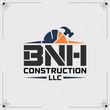 Logo for Vanguard Construction: Yellow house outline with tools, blue and yellow color scheme.
