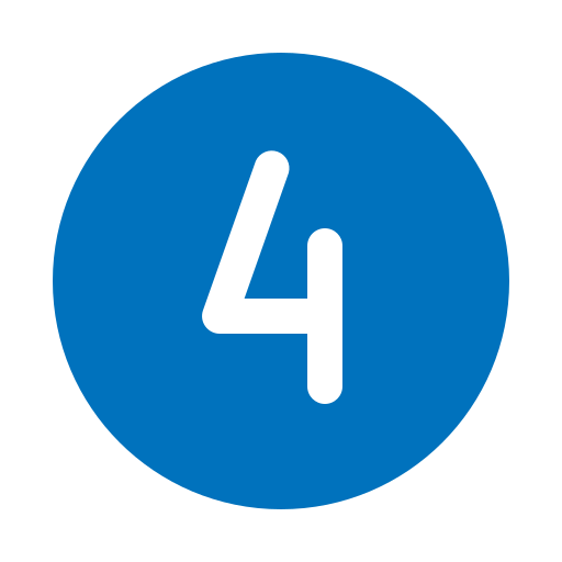 A blue circle with the number four inside of it