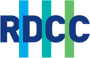 The rdcc logo is blue and green and looks like a cross.