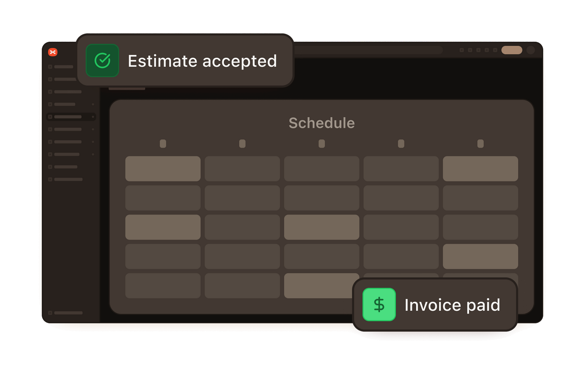 Screenshot of a schedule view with 