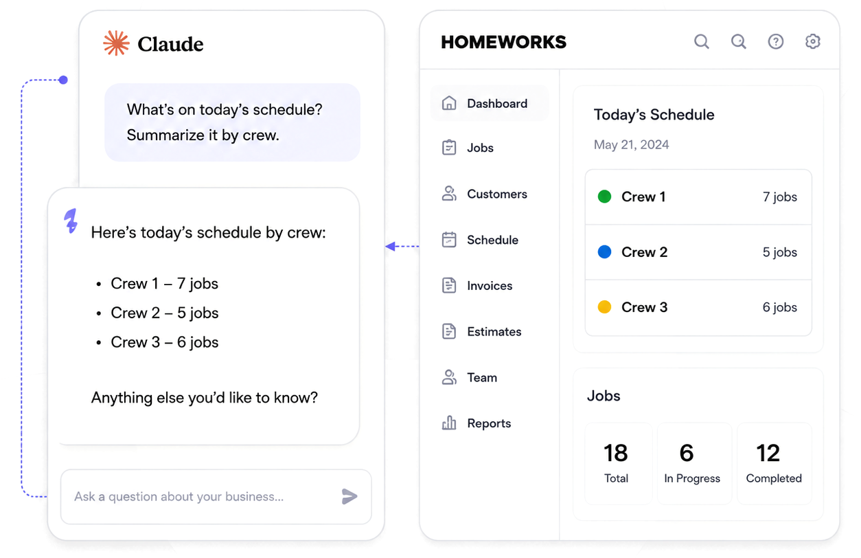 Chat app and homework dashboard with chat bubble and task list in a clean white interface