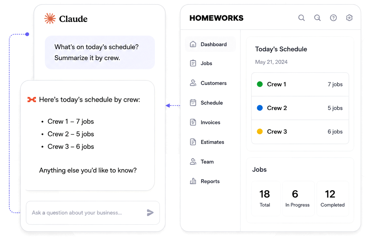 Chat app and homework dashboard with chat bubble and task list in a clean white interface