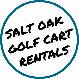 Salt Oak Golf Cart Rentals logo in black text inside a teal circle.