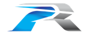 Stylized blue and gray letter R logo on a white background