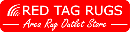 Red Tag Rugs logo in white on a red background, with “Area Rug Outlet Store” subtitle