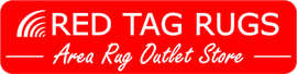 Red Tag Rugs logo in white on a red background, with &ldquo;Area Rug Outlet Store&rdquo; subtitle