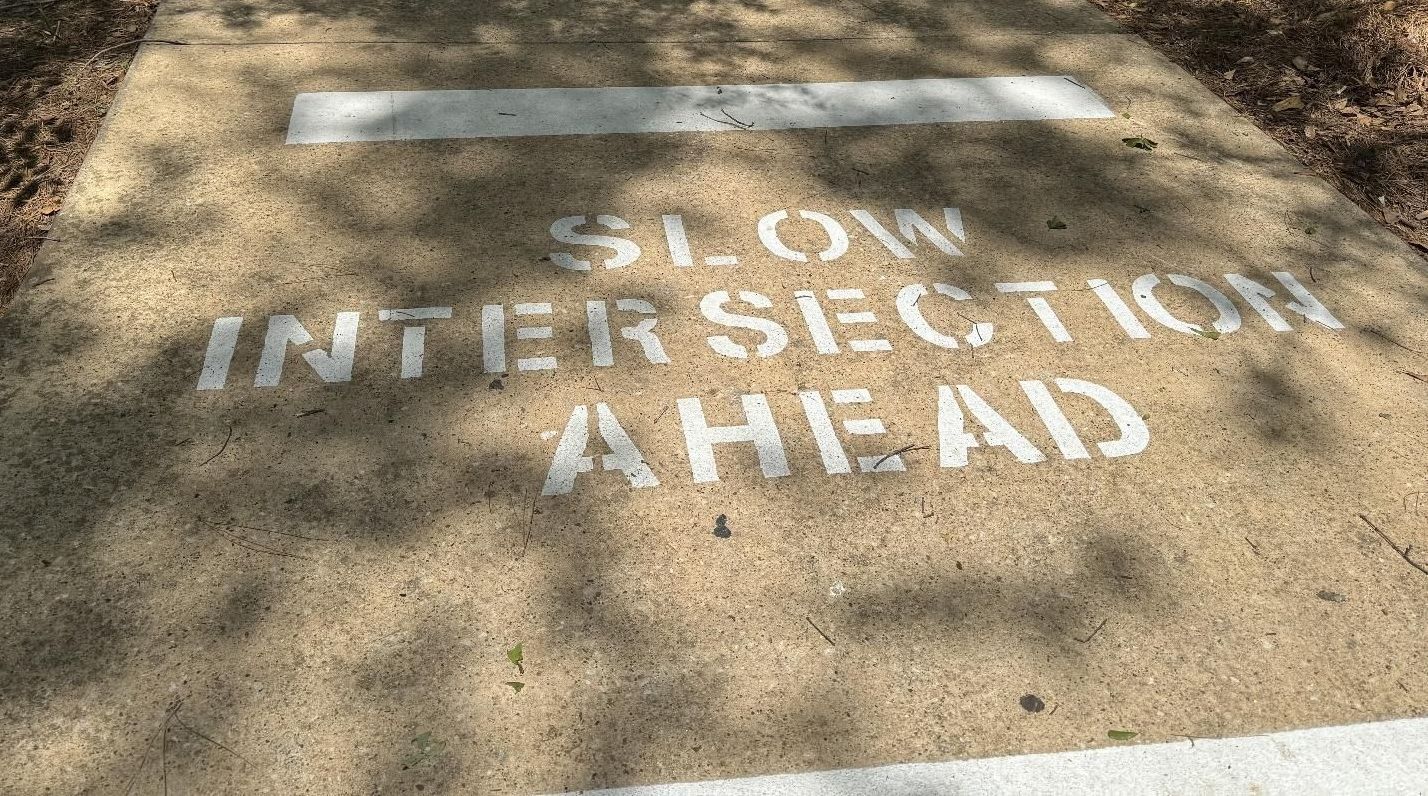 Sidewalk with Pedestrian Warning in The Woodlands, Texas