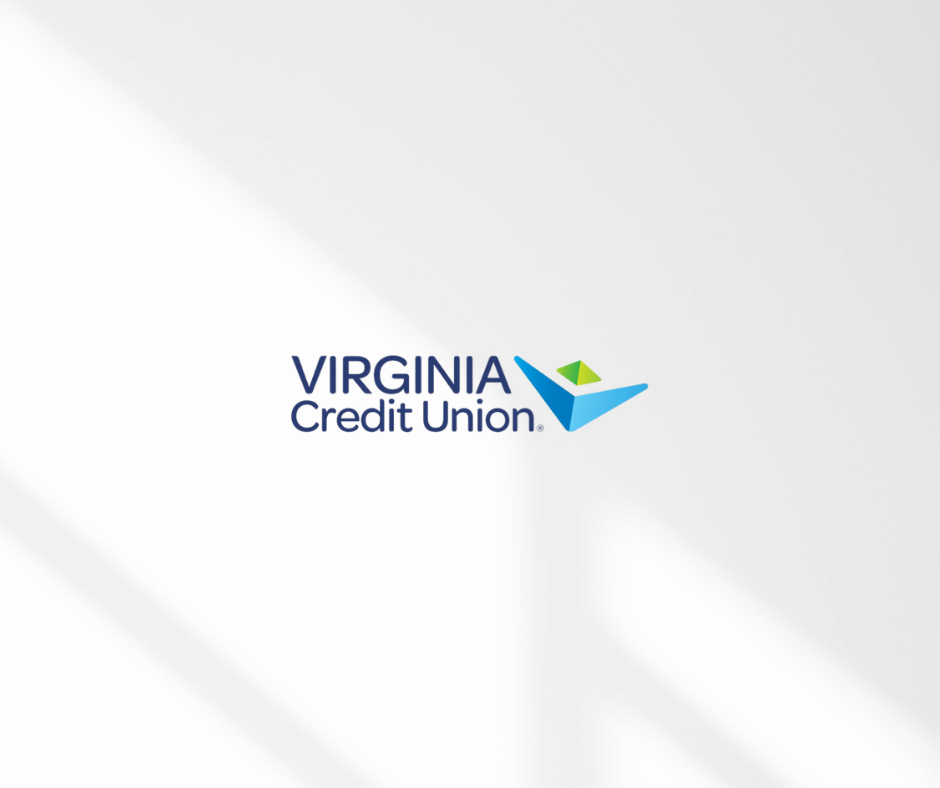 Virginia Credit Union logo on a white background with blue and green geometric mark