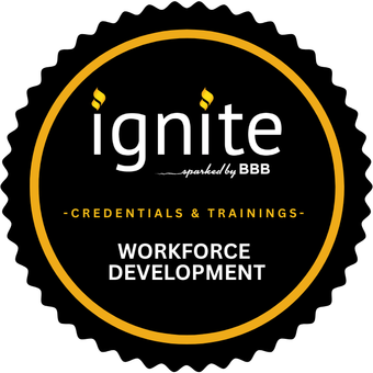 Black and yellow workforce development badge