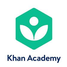 Khan Academy logo with green hexagon, white person-and-book icon, and text below
