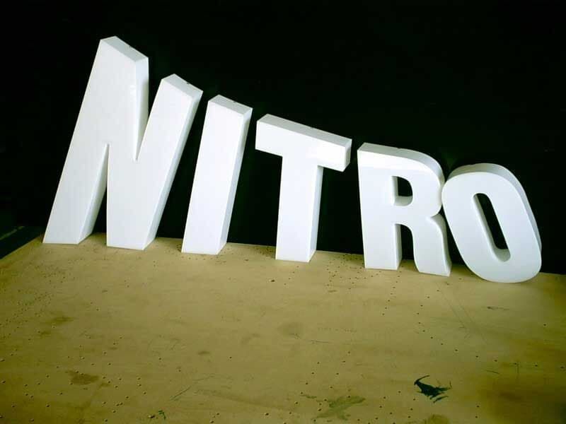 White Styrofoam Letters That Spell Out The Word Nitro — Ram Star Plastics In Winnellie, NT