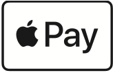 A white rectangle with rounded corners containing the black Apple logo followed by the word