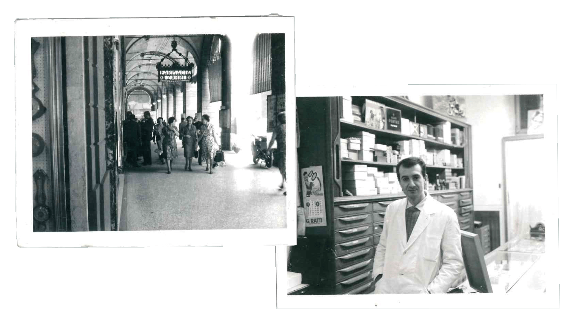 Foto d'epoca del negozio di ottica in centro a Bologna