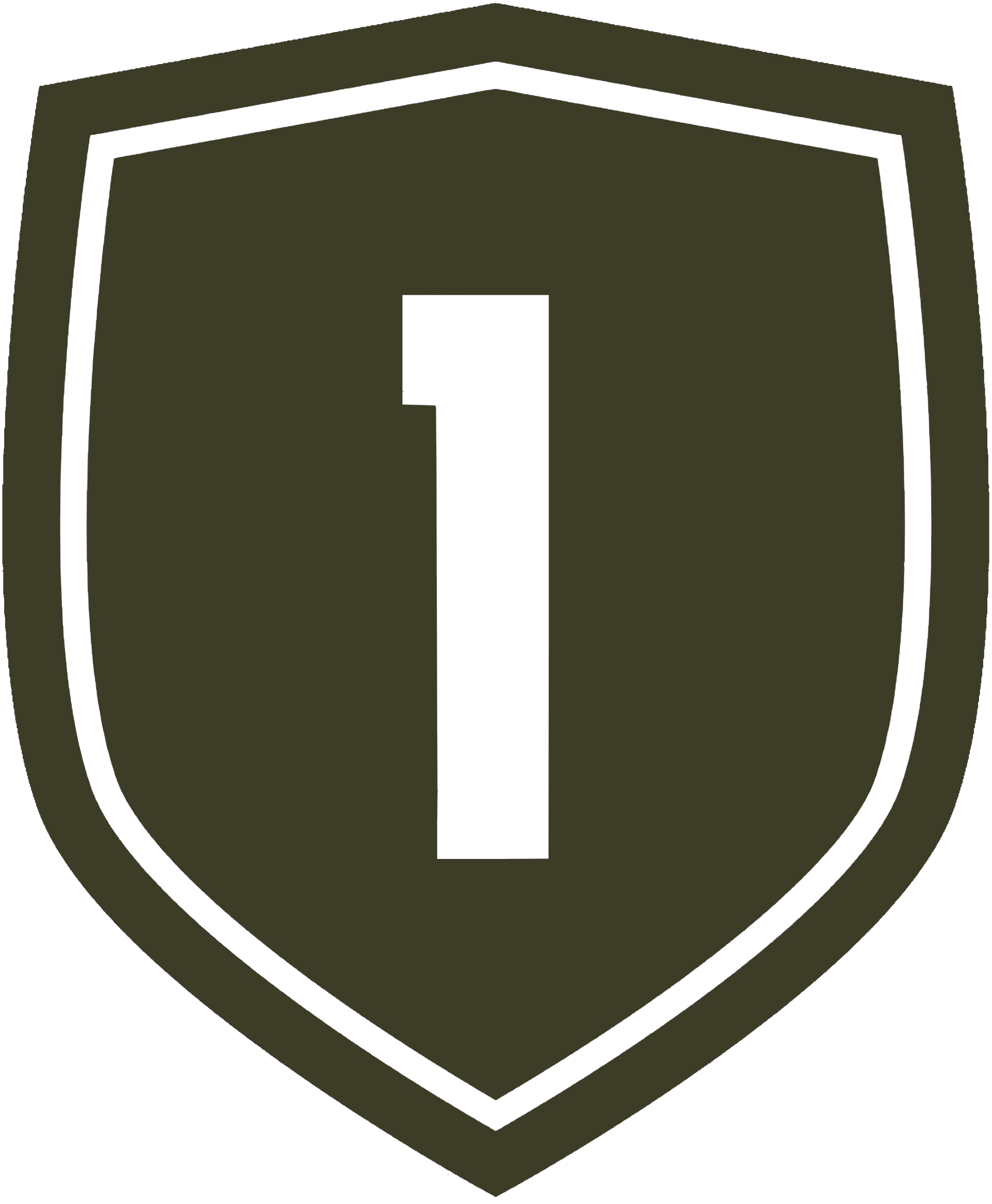 A shield with the number 1 on it.