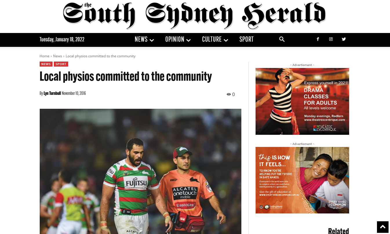 A screenshot of the south sydney herald website.