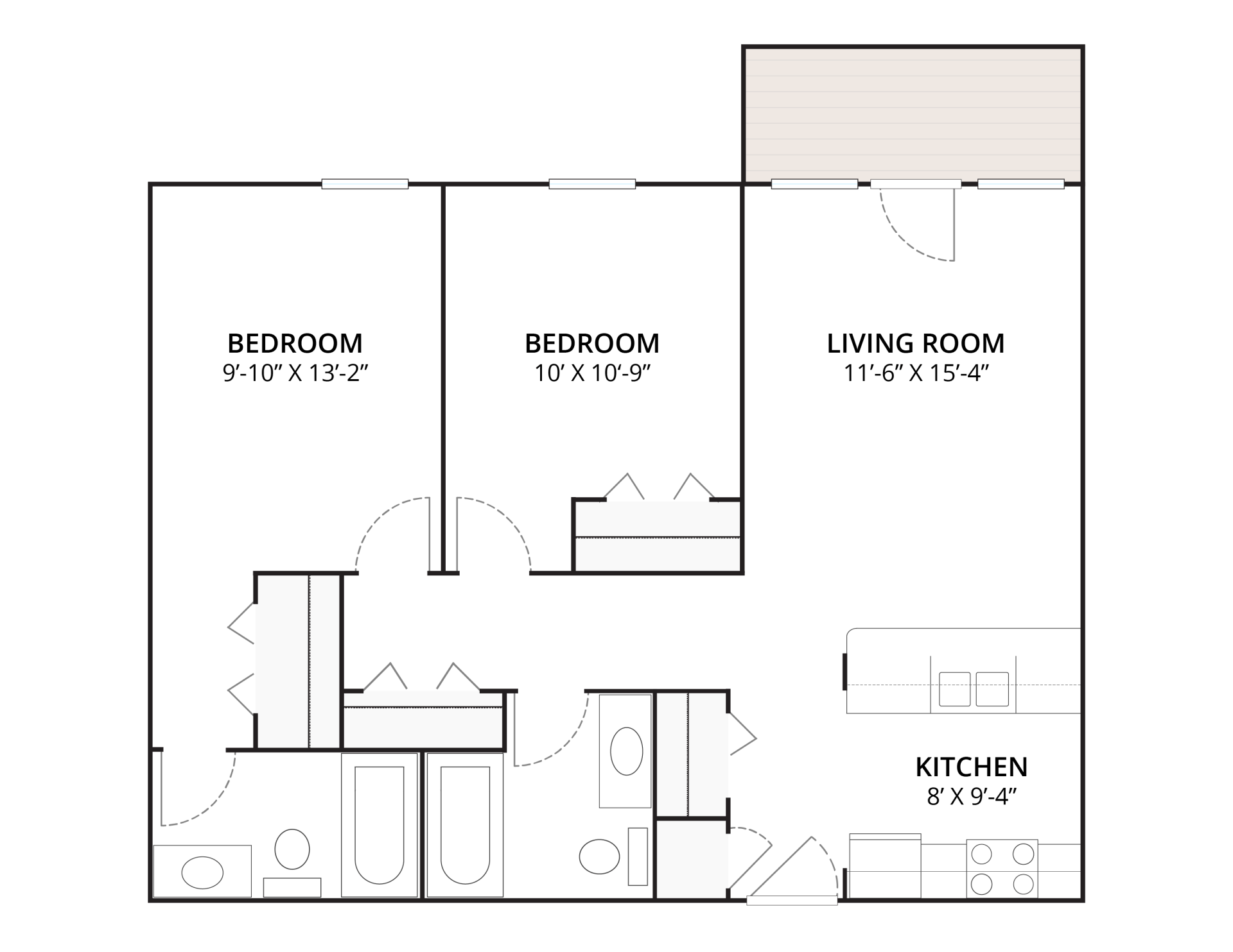 Campus Pointe | Floor plan layout of a spacious apartment unit at Unique Apartment Homes in Ames, IA, featuring comfortable design and functional living spaces.
