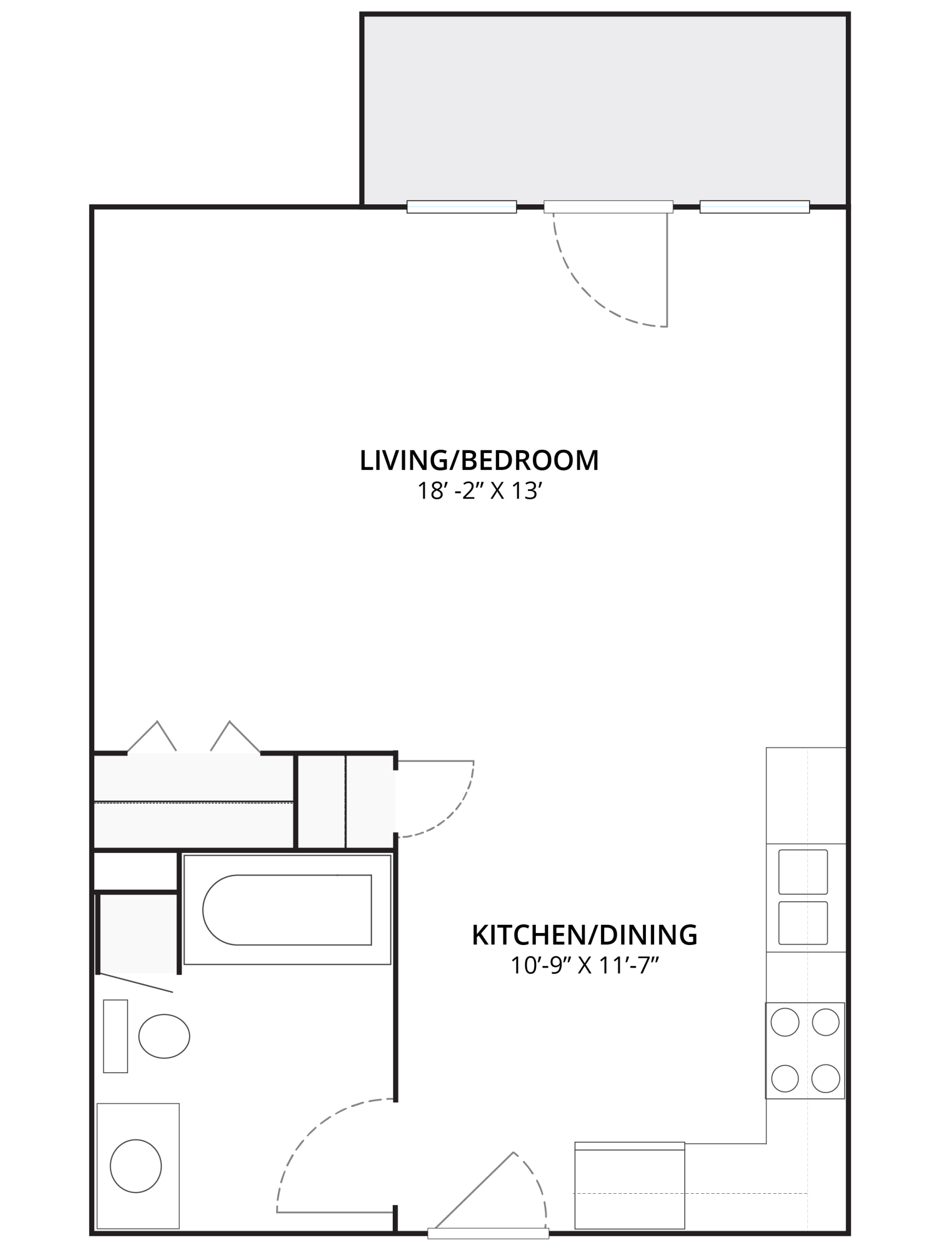 Campus Pointe | Floor plan layout of a spacious apartment unit at Unique Apartment Homes in Ames, IA, featuring comfortable design and functional living spaces.