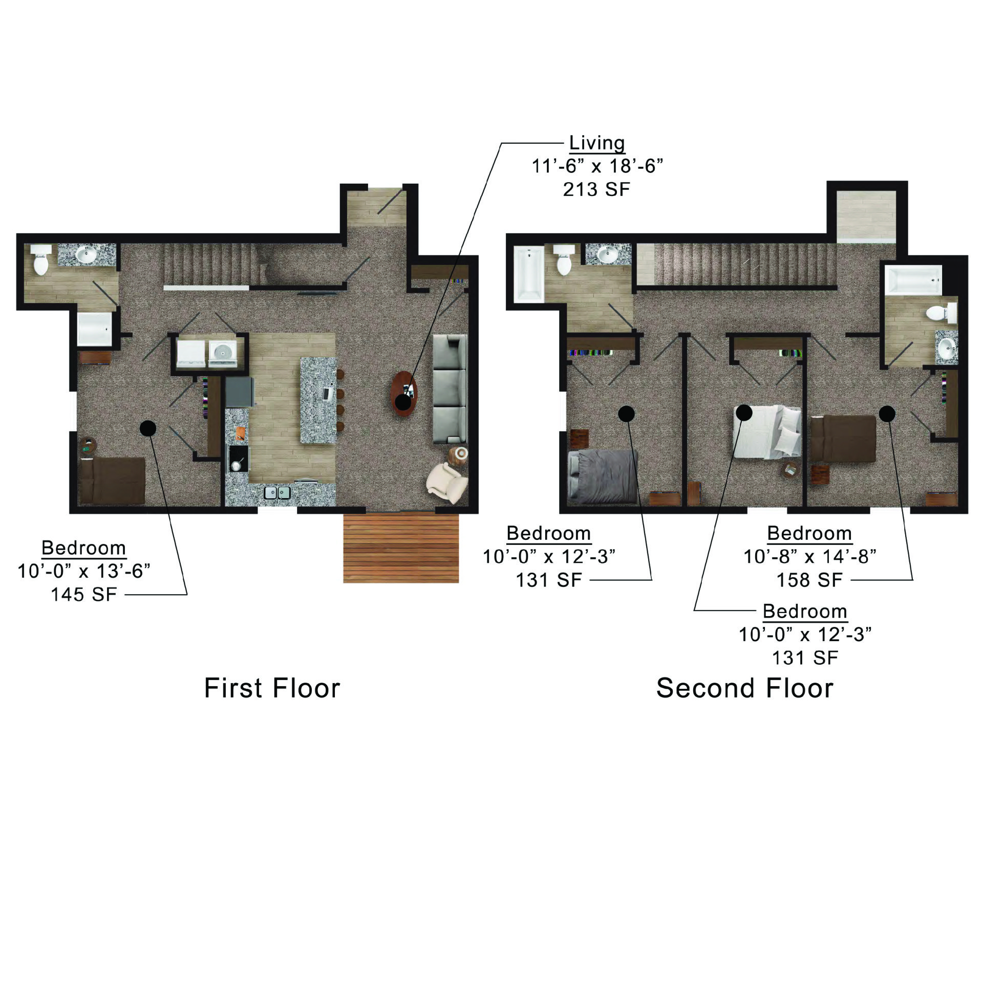 The Heights at Lincoln Swing | Floor plan layout of a spacious apartment unit at Unique Apartment Homes in Ames, IA, featuring modern design and functional living spaces.