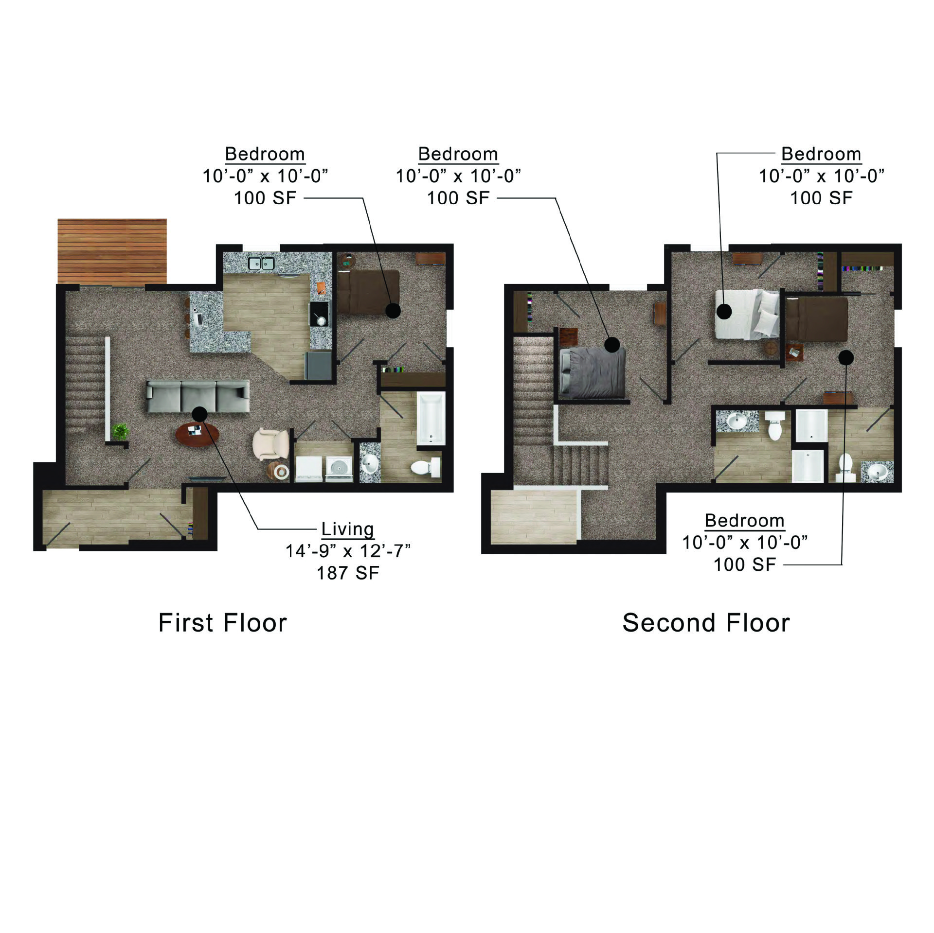The Heights at Lincoln Swing | Floor plan layout of a spacious apartment unit at Unique Apartment Homes in Ames, IA, featuring modern design and functional living spaces.