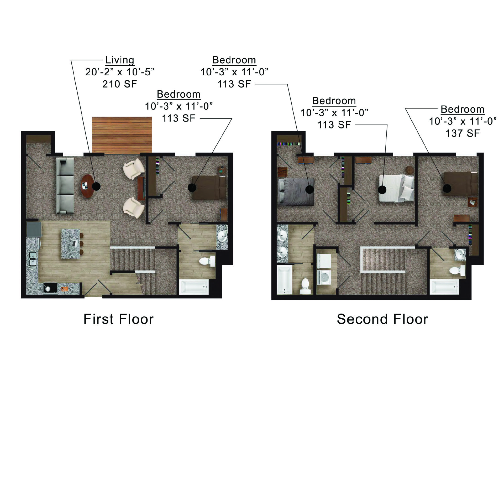 The Heights at Lincoln Swing | Floor plan layout of a spacious apartment unit at Unique Apartment Homes in Ames, IA, featuring modern design and functional living spaces.