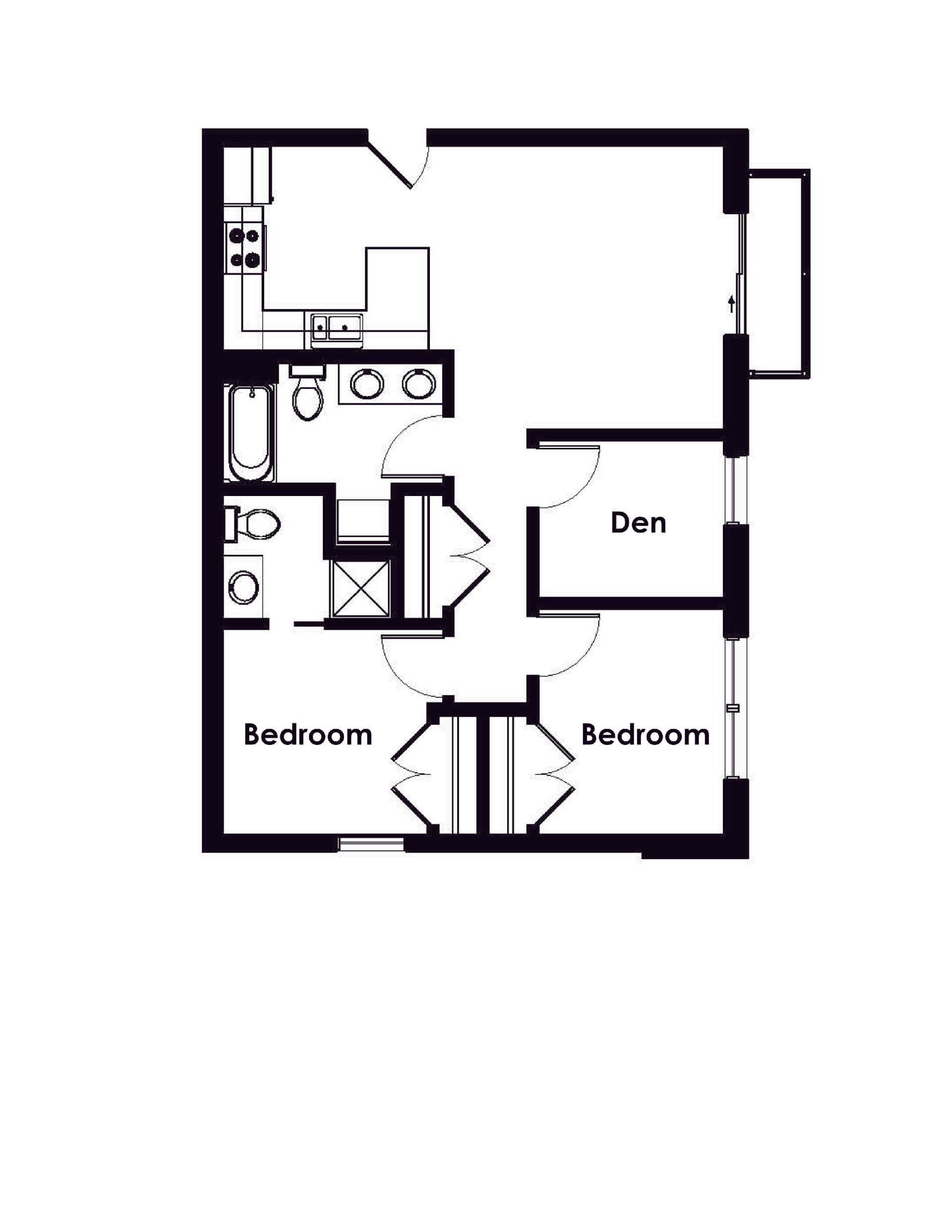 Triangle Apartments | Floor plan layout of a spacious apartment unit at Unique Apartment Homes in Ames, IA, featuring modern design and functional living spaces.