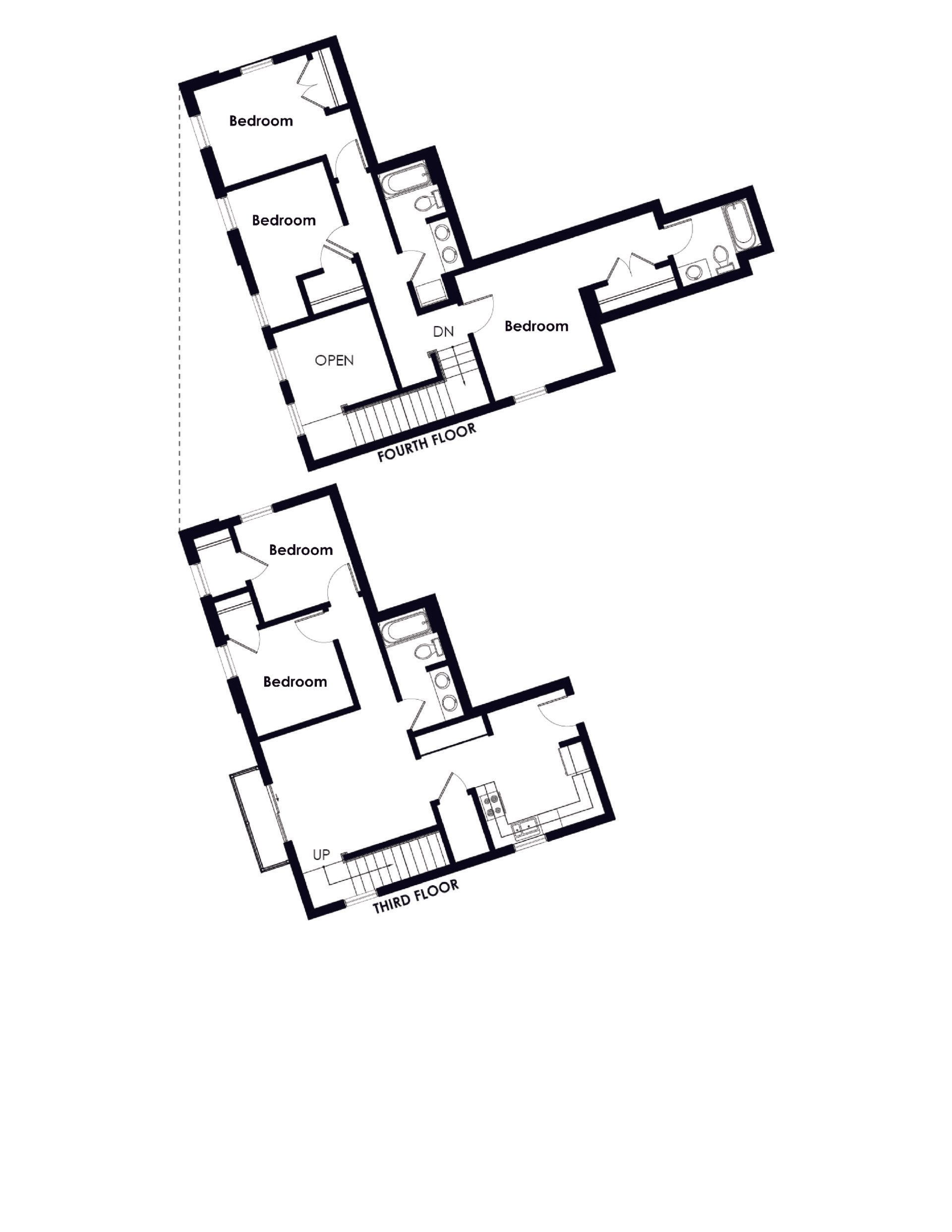 Triangle Apartments | Floor plan layout of a spacious apartment unit at Unique Apartment Homes in Ames, IA, featuring modern design and functional living spaces.