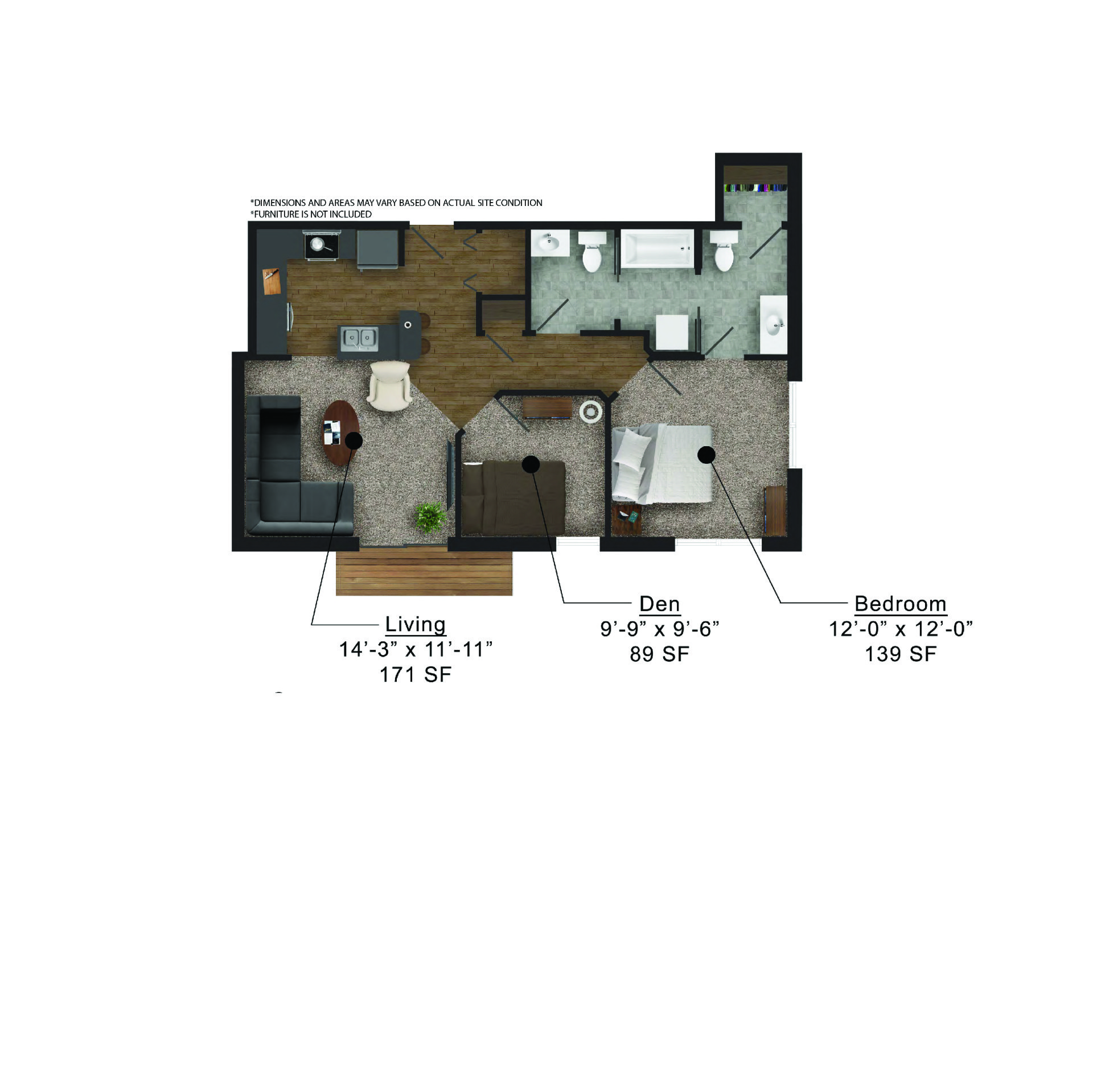 West Street Lofts | Floor plan layout of a spacious apartment unit at Unique Apartment Homes in Ames, IA, featuring modern design and functional living spaces.