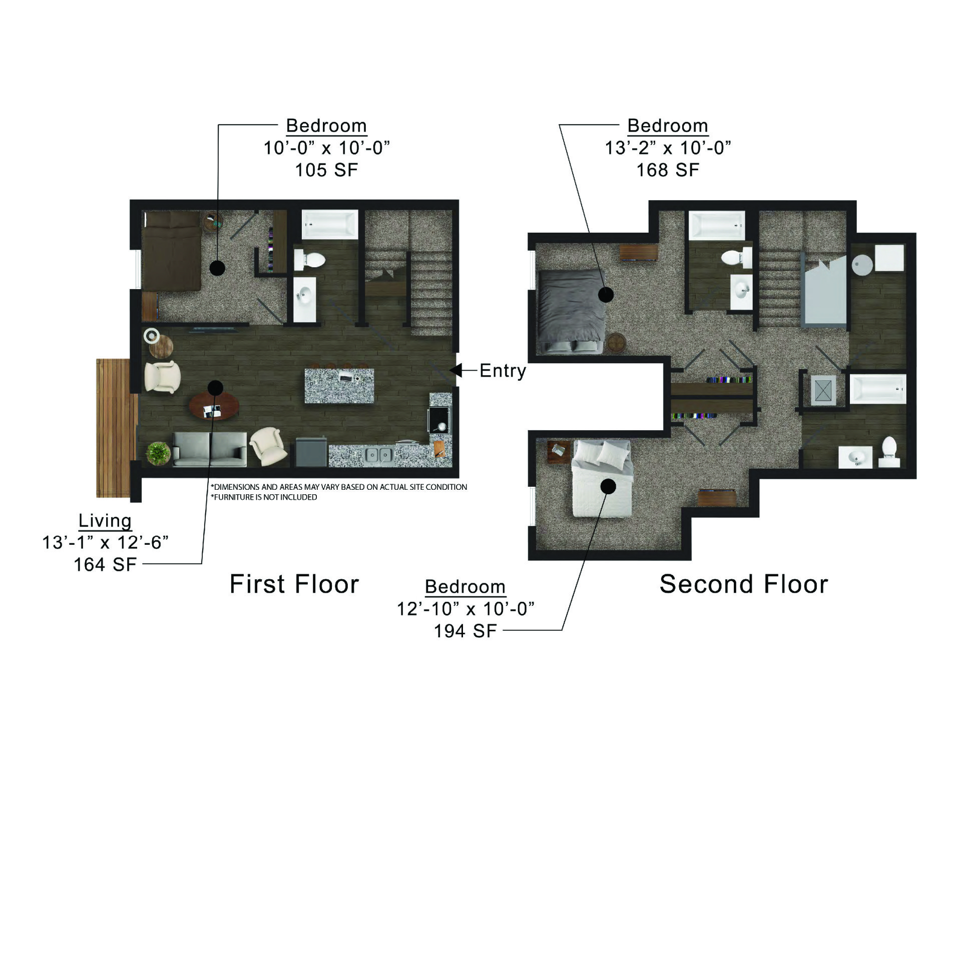 West Street Lofts | Floor plan layout of a spacious apartment unit at Unique Apartment Homes in Ames, IA, featuring modern design and functional living spaces.