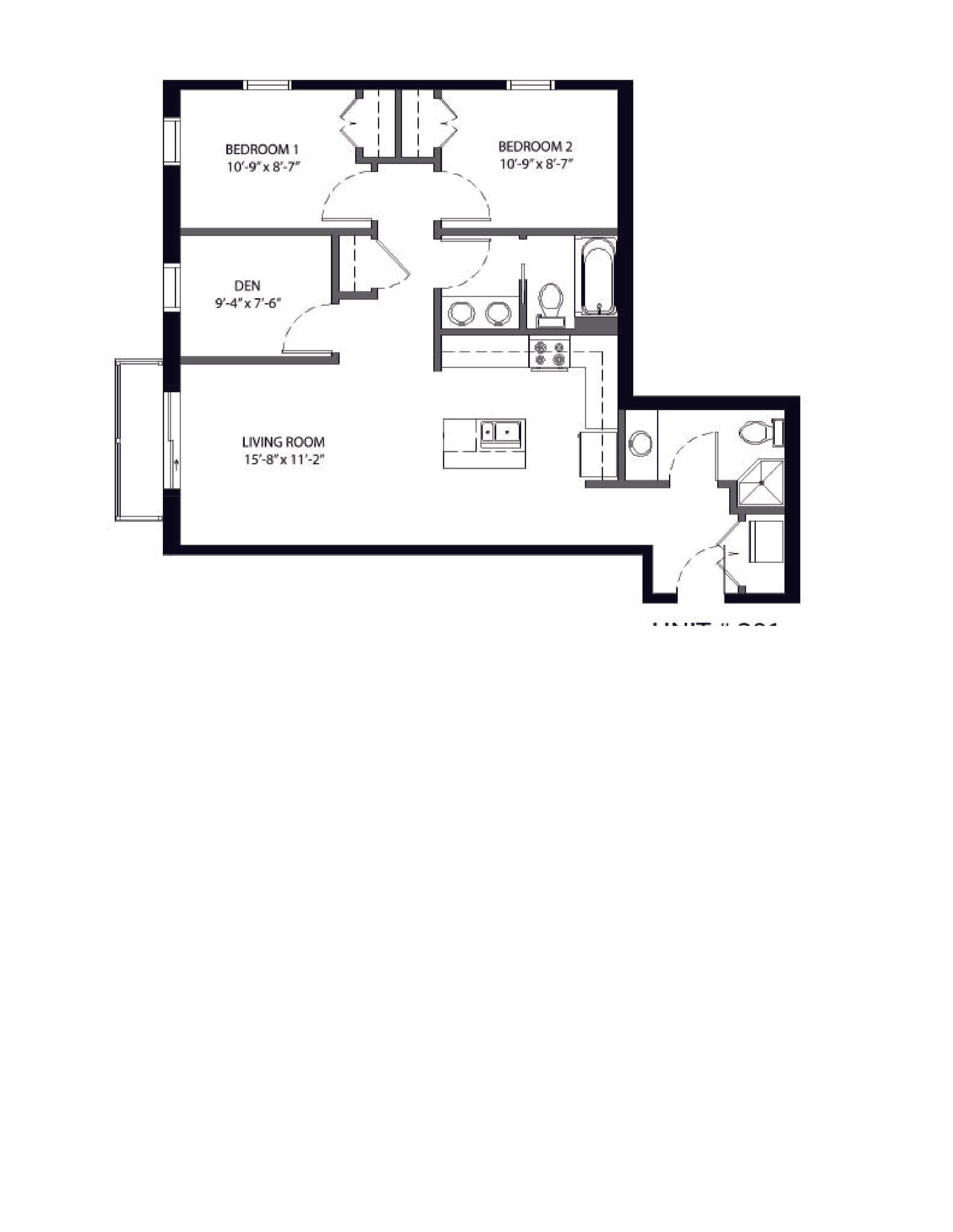 444 Welch | Floor plan layout of a spacious apartment unit at Unique Apartment Homes in Ames, IA, featuring modern design and functional living spaces.