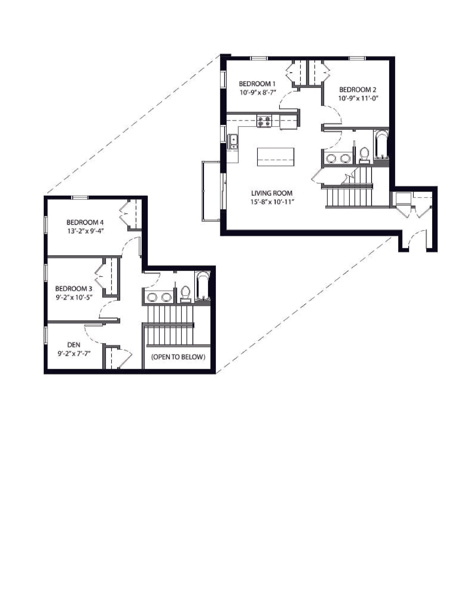 444 Welch | Floor plan layout of a spacious apartment unit at Unique Apartment Homes in Ames, IA, featuring modern design and functional living spaces.