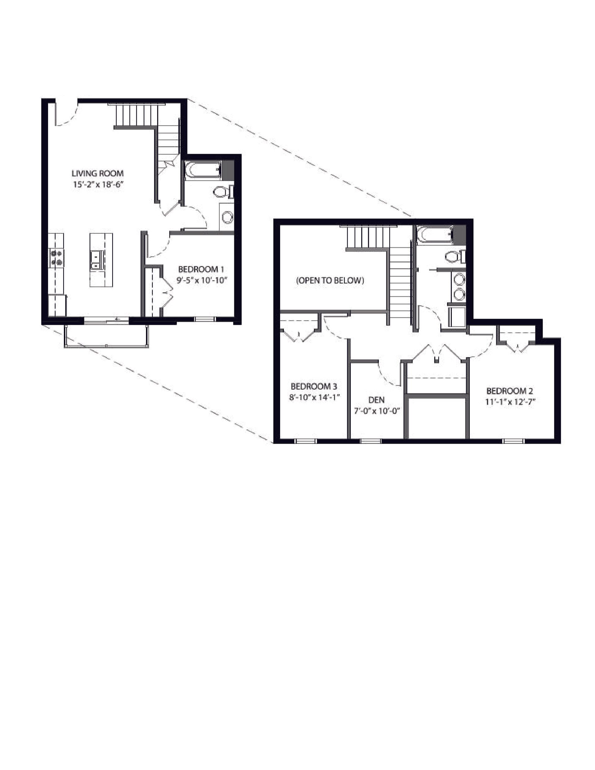 444 Welch | Floor plan layout of a spacious apartment unit at Unique Apartment Homes in Ames, IA, featuring modern design and functional living spaces.