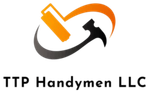 TTP Handymen LLC logo with orange paint roller and black hammer forming a circular swoosh