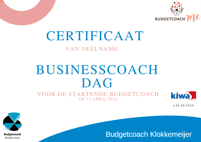 pe punten kiwa voor onze businesscoach dag voor de startende budgetcoach