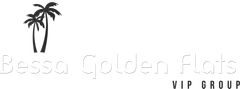 Logotipo do Bessa Golden Palm VIP Group com palmeiras pretas e texto cinza claro sobre fundo branco.