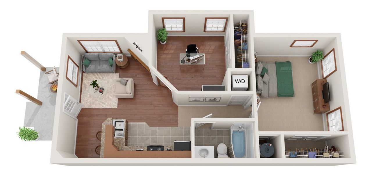 2 Bedroom 2.5 Bathroom Townhome Floor Plan