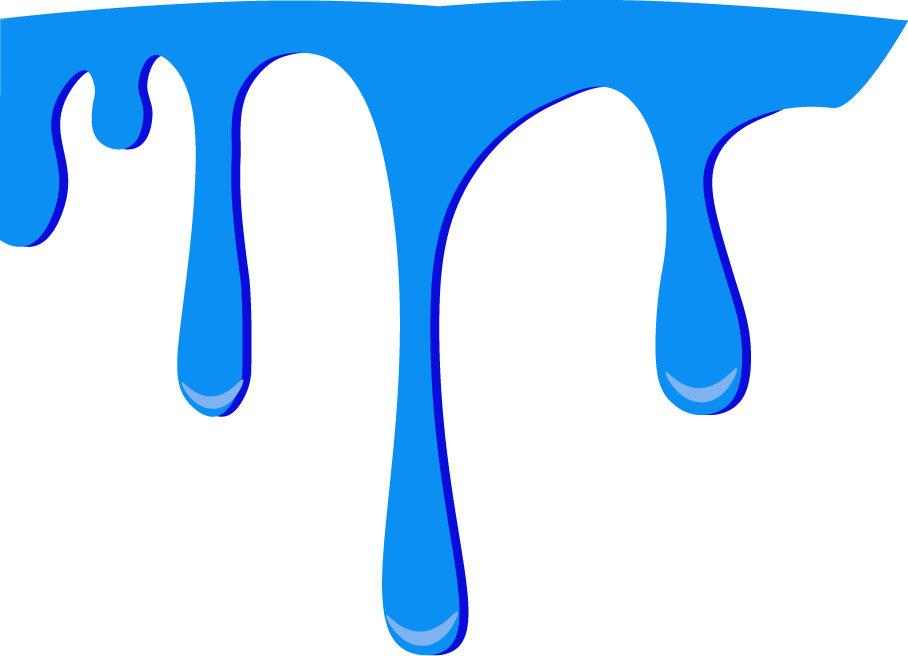 A blue liquid is dripping down a white surface.