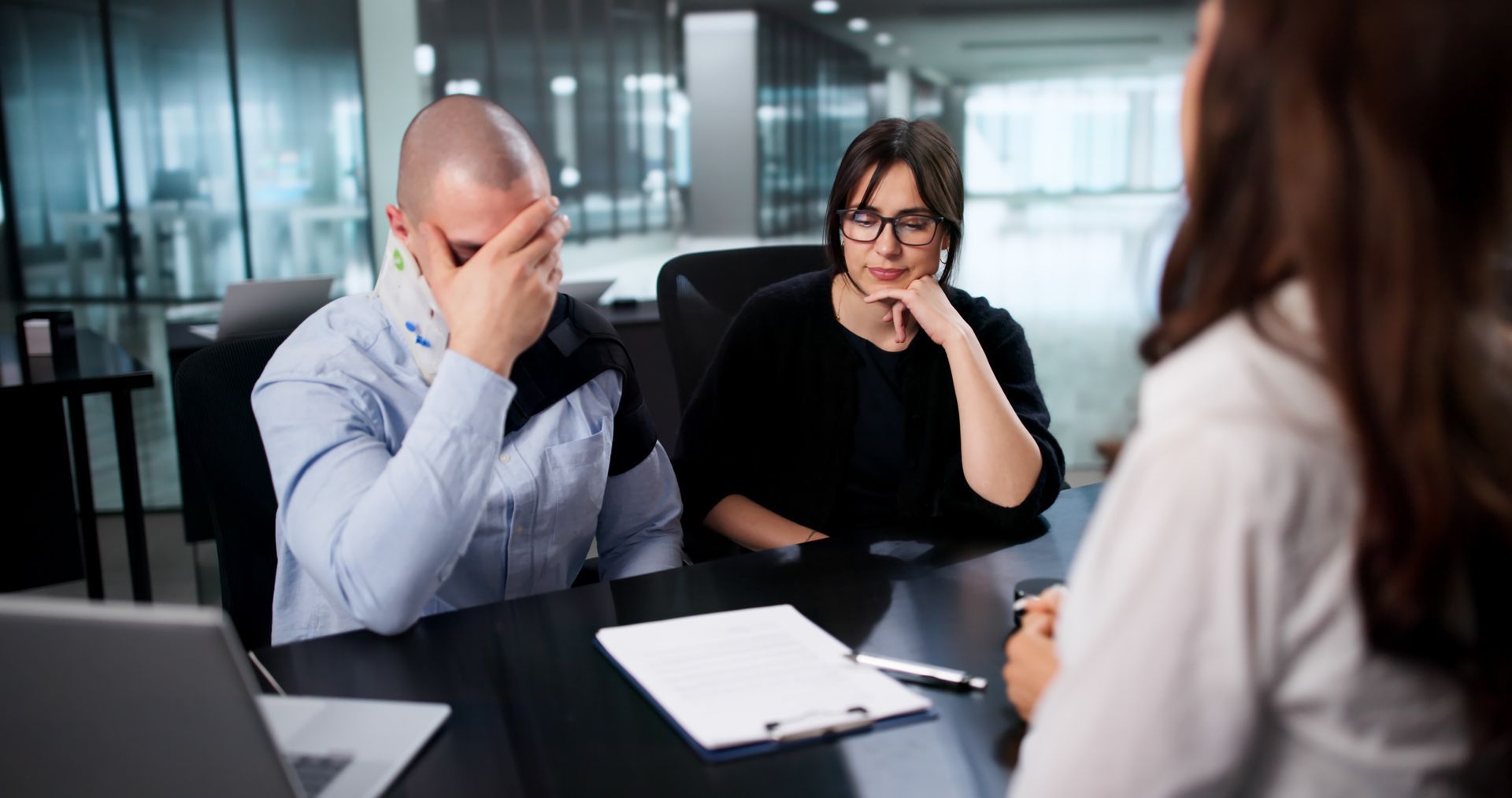 The personal injury lawyer meeting.
