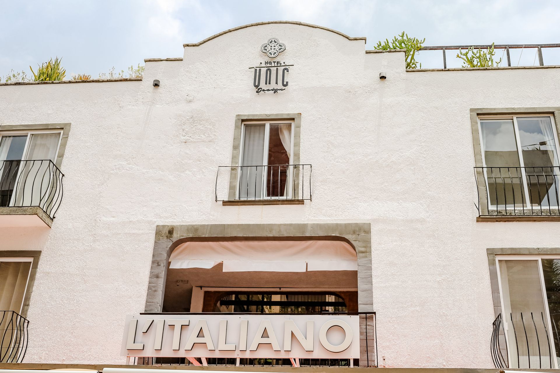 White building facade with 