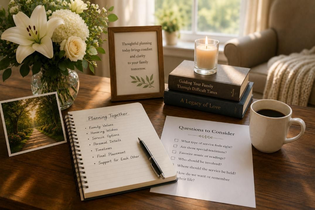 Planning notes and flowers guide family funeral choices in Weatherford, TX