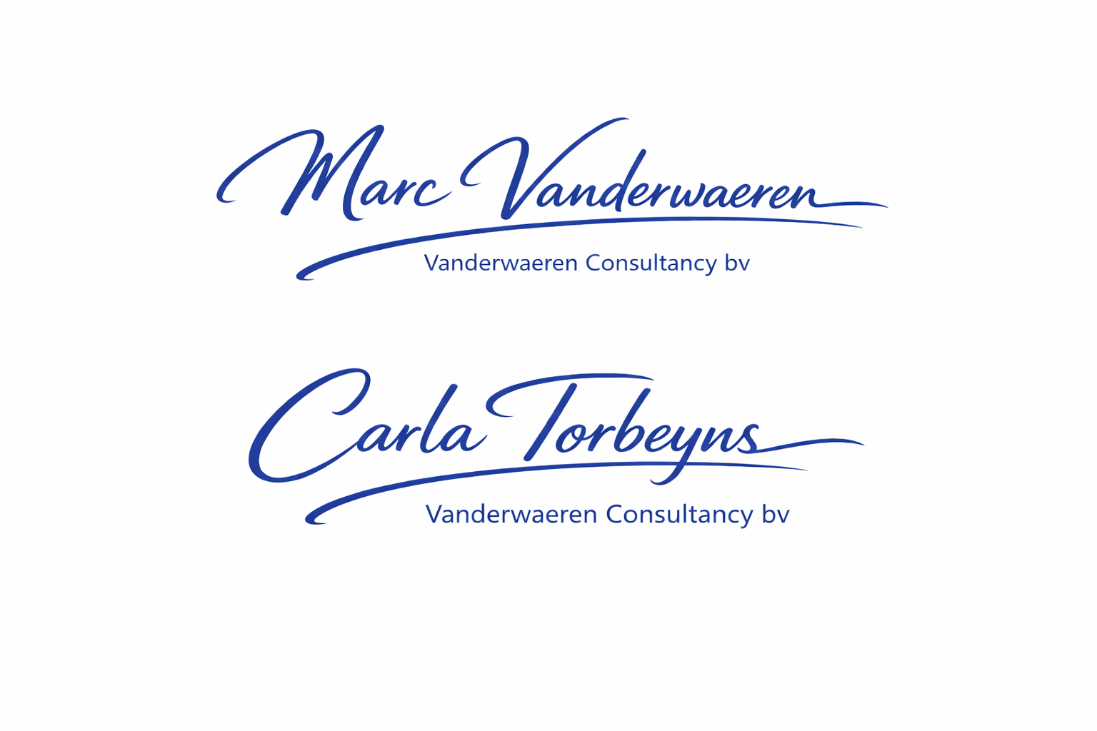 Handtekeningen van Marc Vandervenneren en Carla Torbeyns