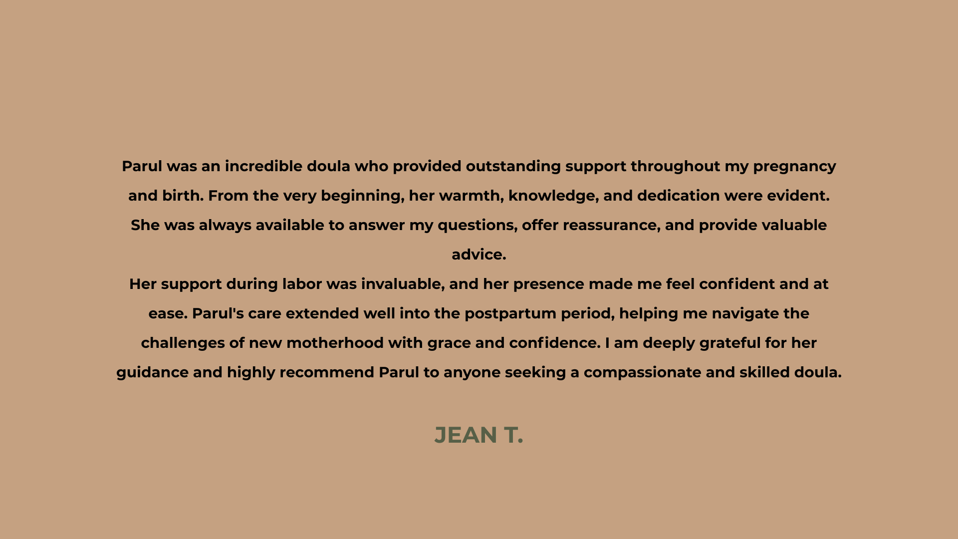 Brown background with text and name 