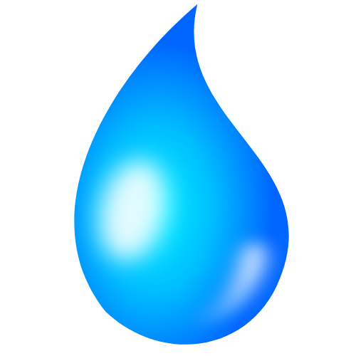 Blue water droplet with highlight.