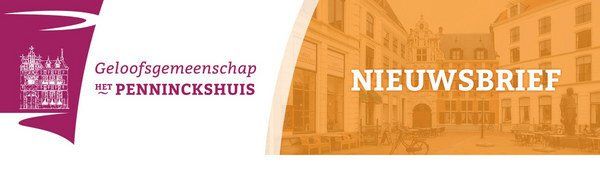 Banner for Geloofsgemeenschap Penninckshuis newsletter featuring the organization name and text