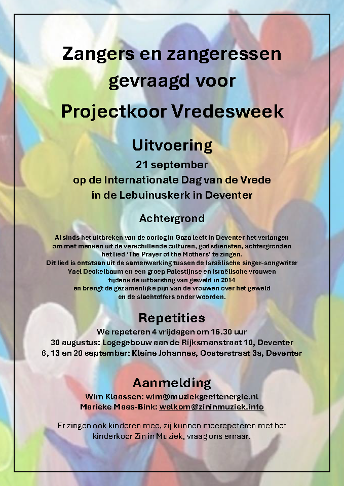 Flyer met een oproep voor zangers voor het project 