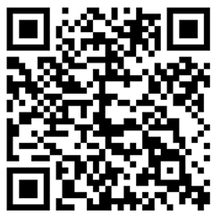 Een standaard zwart-witte vierkante QR-code die gebruikt wordt om digitale informatie te scannen en te raadplegen.