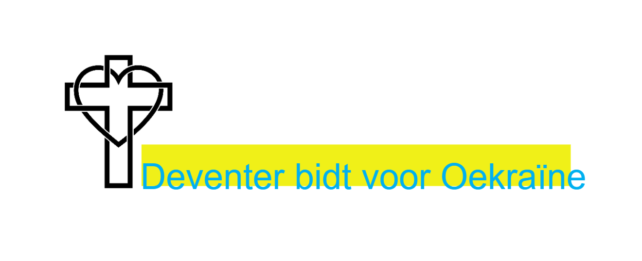 Een kruis verweven met een hart, naast de tekst 