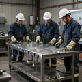 Mesa de trabajo industrial de acero